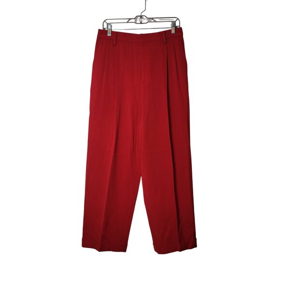 Linda Allard Ellen Tracy Red Wool Womens Trousers Size 12 Made In Korea - Picture 8 of 11